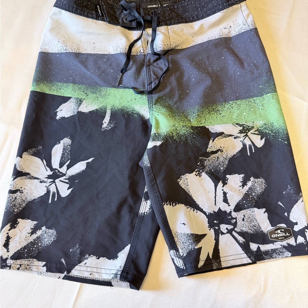 O'Neill Black and Gray Floral Board Shorts
